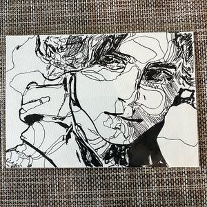 Timothee Chalamet Abstract Black and White Line Art 5x7 original pen portrait